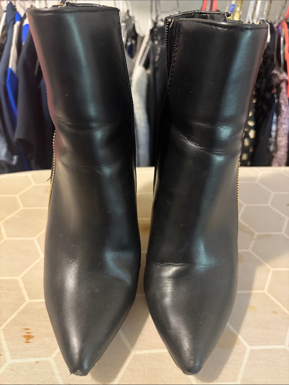 Classic Black Pointed-Toe Ankle Booties with Side Zip